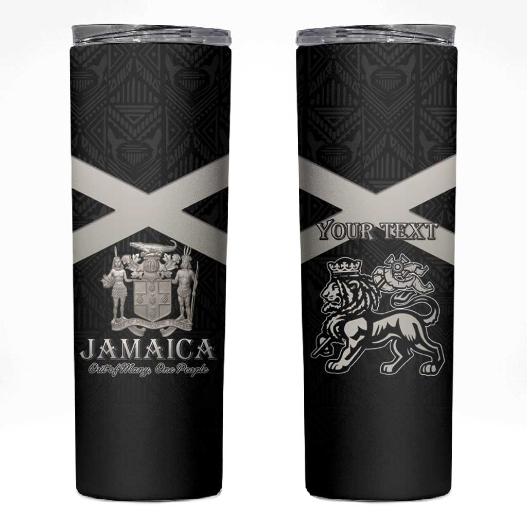 Personalized Jamaica Skinny Tumbler Out of Many One People Silver Color - African Pride