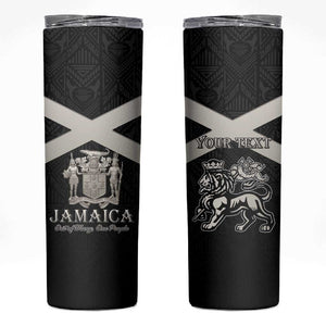 Personalized Jamaica Skinny Tumbler Out of Many One People Silver Color - African Pride