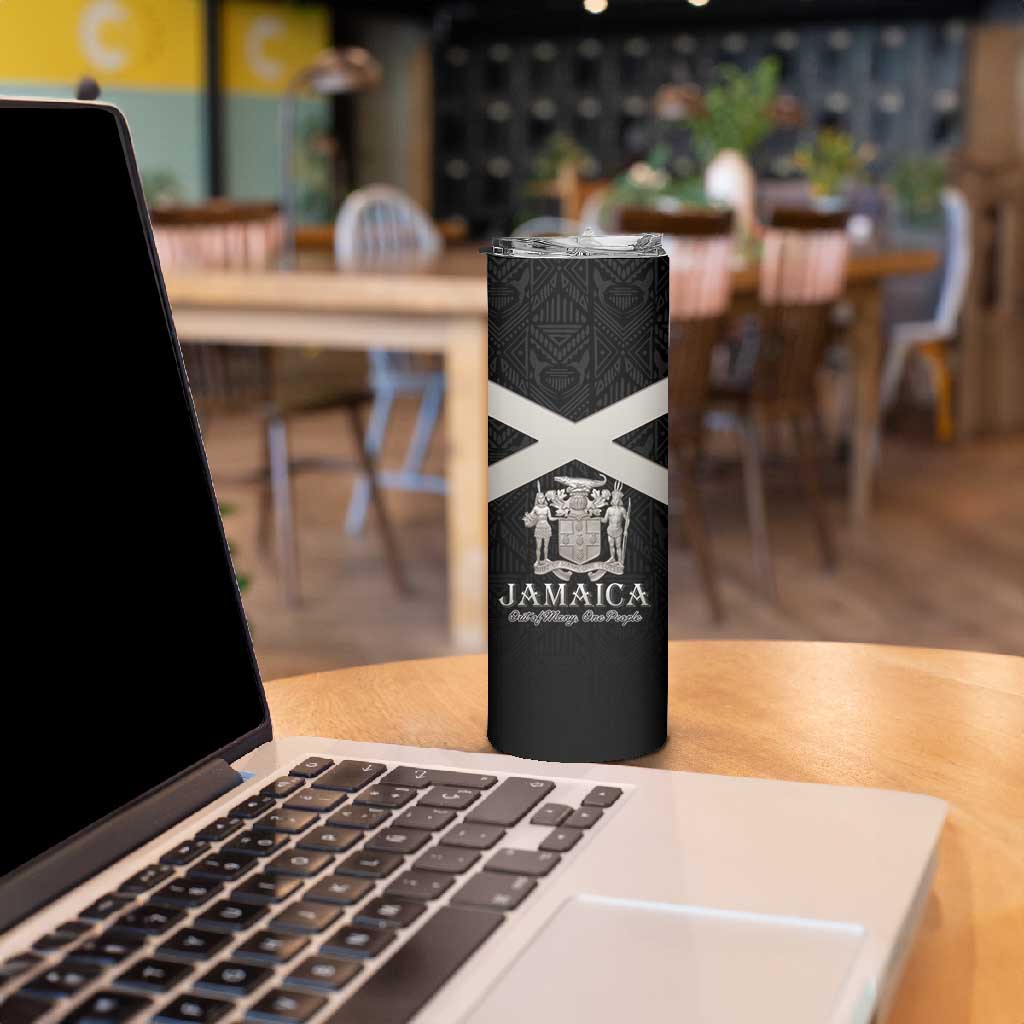 Personalized Jamaica Skinny Tumbler Out of Many One People Silver Color - African Pride