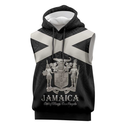 Personalized Jamaica Sleeveless Hoodie Out of Many One People Silver Color - African Pride