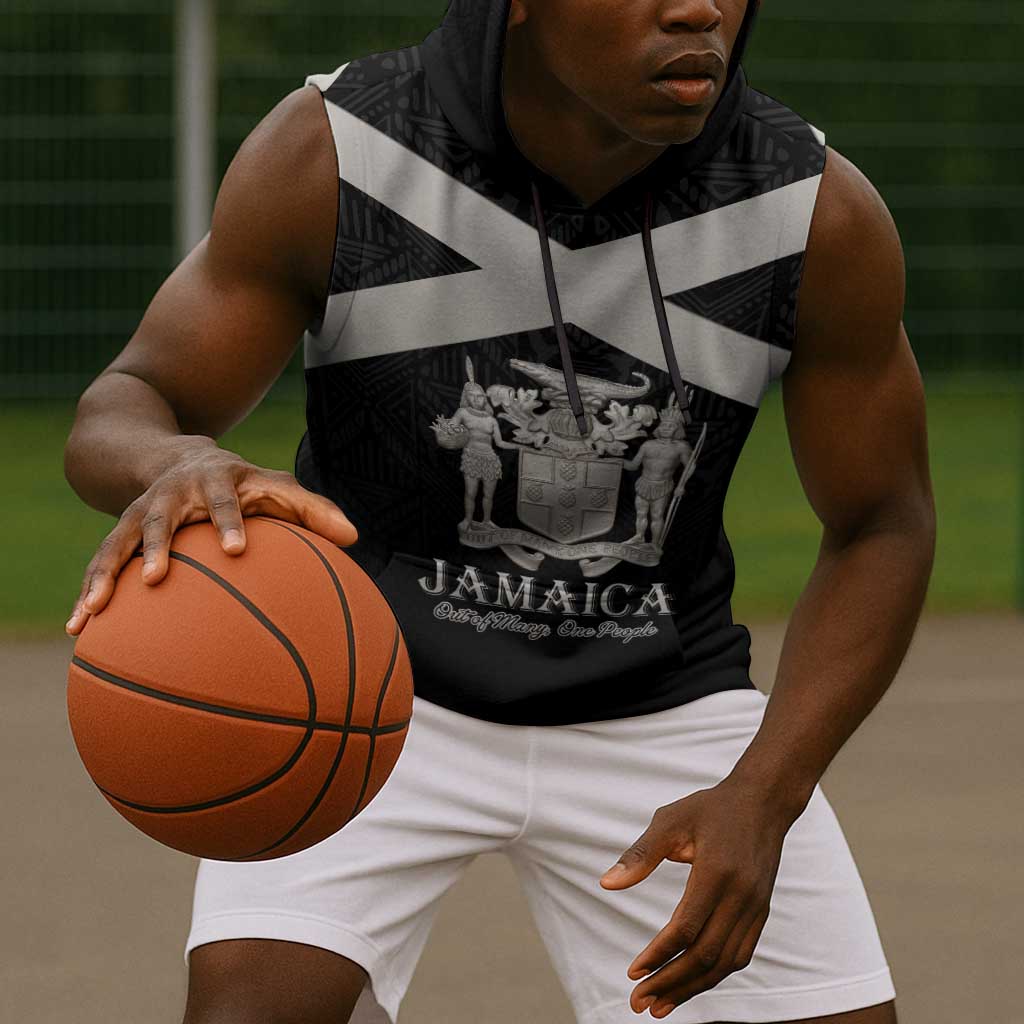 Personalized Jamaica Sleeveless Hoodie Out of Many One People Silver Color - African Pride