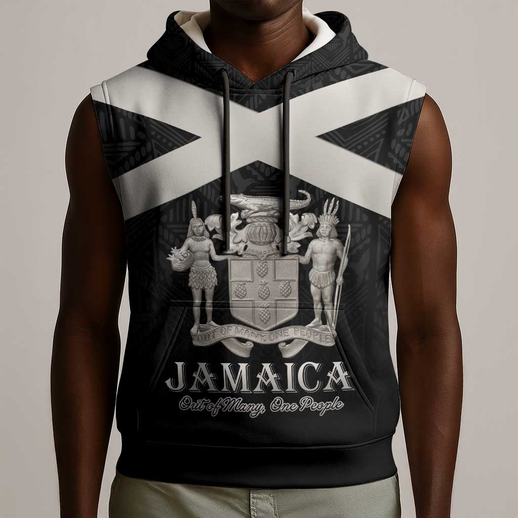 Personalized Jamaica Sleeveless Hoodie Out of Many One People Silver Color - African Pride