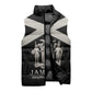 Personalized Jamaica Sleeveless Puffer Jacket Coat Of Arms With Rastafarian Lion Silver Color