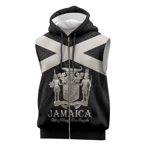 Personalized Jamaica Sleeveless Zip Hoodie Out of Many One People Silver Color - African Pride