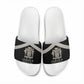 Jamaica Slide Sandals Coat Of Arms With Rastafarian Lion Silver Color