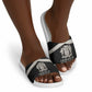 Jamaica Slide Sandals Coat Of Arms With Rastafarian Lion Silver Color