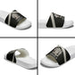 Jamaica Slide Sandals Coat Of Arms With Rastafarian Lion Silver Color