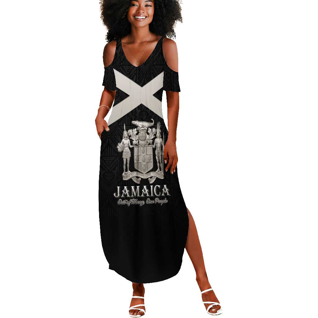 Personalized Jamaica Summer Maxi Dress Out of Many One People Silver Color - African Pride