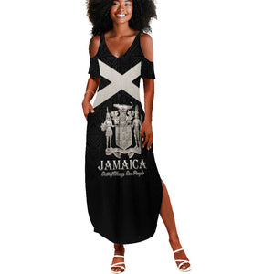 Personalized Jamaica Summer Maxi Dress Out of Many One People Silver Color - African Pride