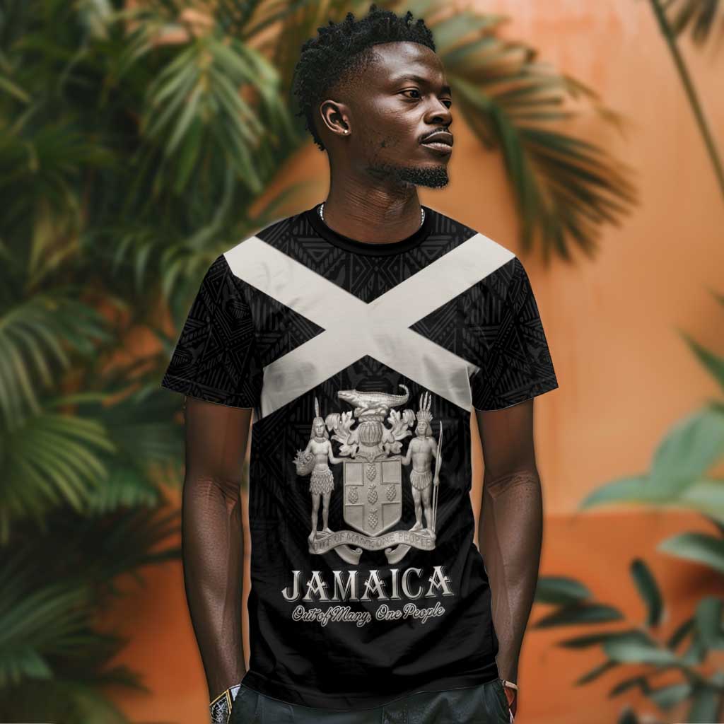 Personalized Jamaica T shirt Out of Many One People Silver Color - African Pride
