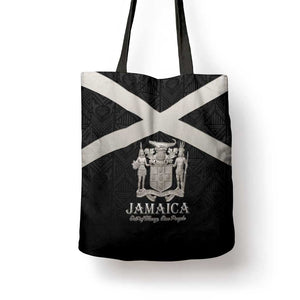 Jamaica Tote Bag Coat Of Arms With Rastafarian Lion Silver Color