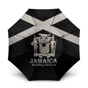 Jamaica Umbrella Coat Of Arms With Rastafarian Lion Silver Color