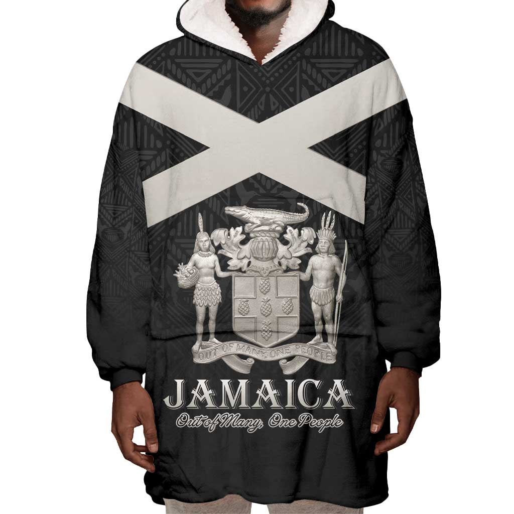 Personalized Jamaica Wearable Blanket Hoodie Out of Many One People Silver Color - African Pride