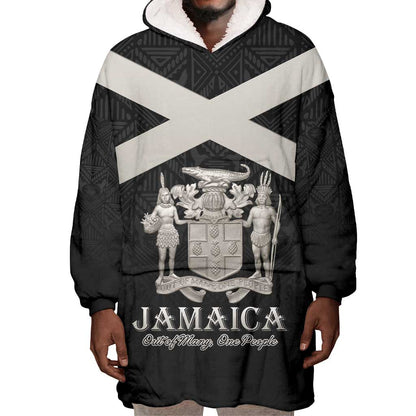 Personalized Jamaica Wearable Blanket Hoodie Out of Many One People Silver Color - African Pride