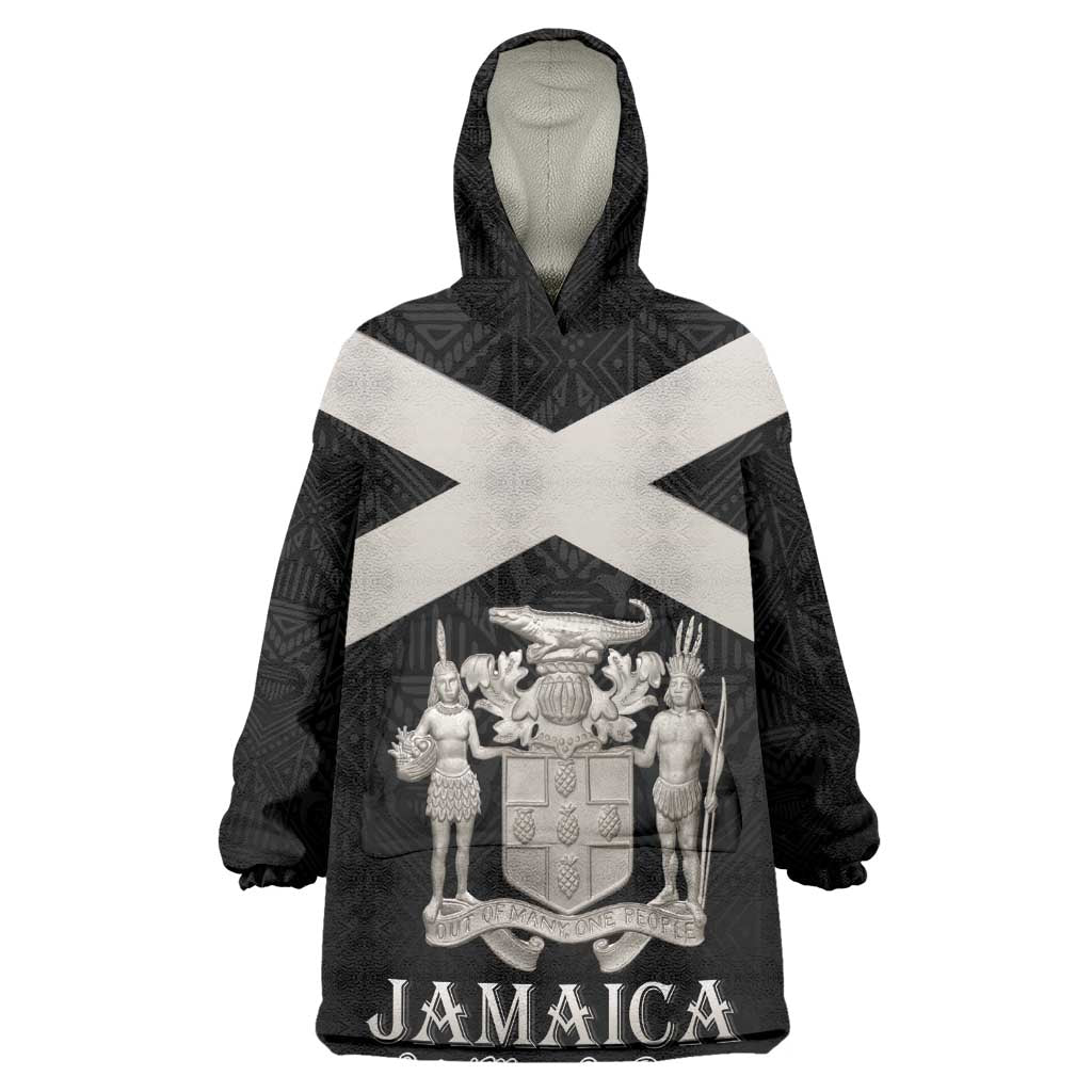 Personalized Jamaica Wearable Blanket Hoodie Out of Many One People Silver Color - African Pride