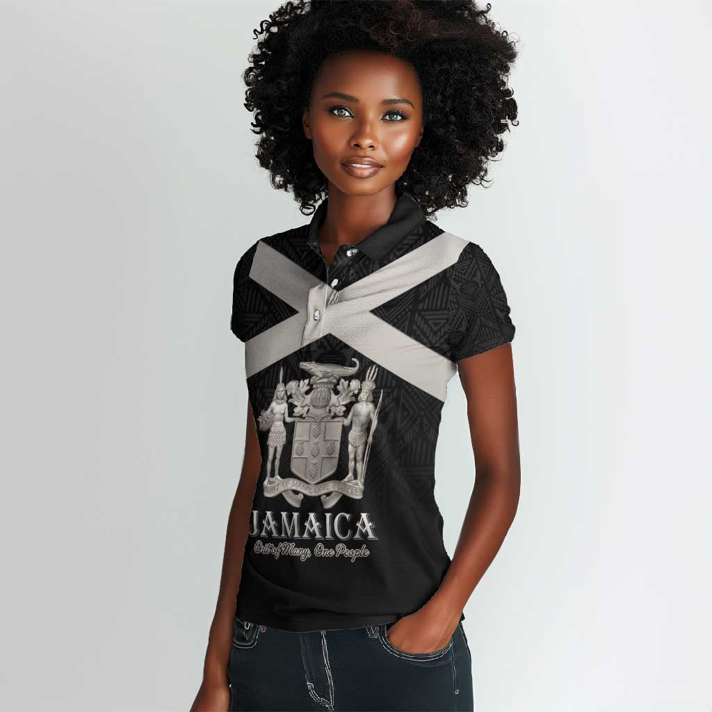 Personalized Jamaica Women Polo Shirt Out of Many One People Silver Color - African Pride