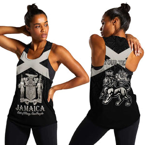 Personalized Jamaica Women Racerback Tank Out of Many One People Silver Color - African Pride