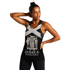Personalized Jamaica Women Racerback Tank Out of Many One People Silver Color - African Pride