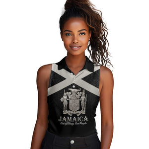 Personalized Jamaica Women Sleeveless Polo Shirt Out of Many One People Silver Color - African Pride