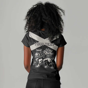 Personalized Jamaica Women V-Neck T-Shirt Out of Many One People Silver Color - African Pride