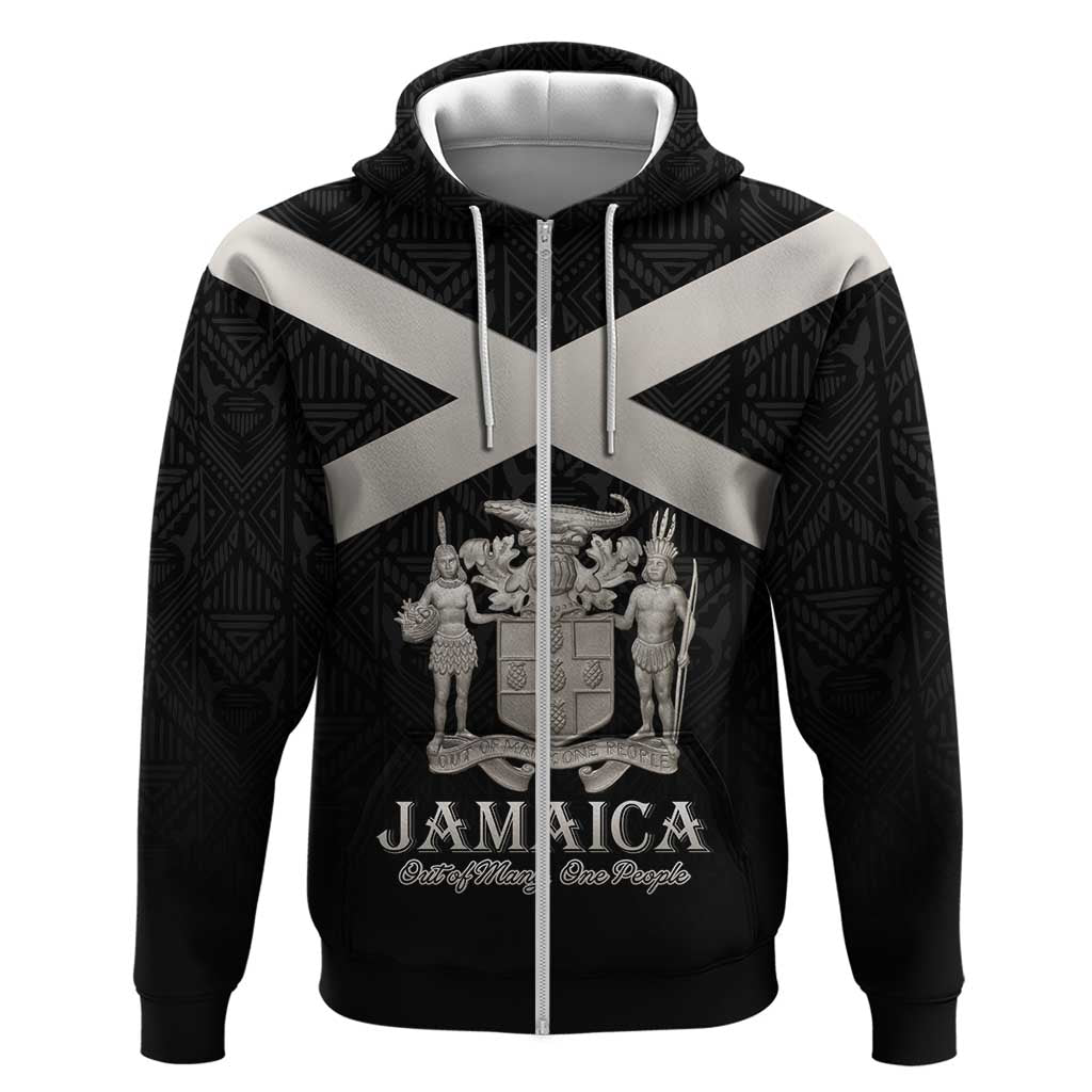 Personalized Jamaica Zip Hoodie Out of Many One People Silver Color - African Pride