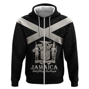 Personalized Jamaica Zip Hoodie Out of Many One People Silver Color - African Pride