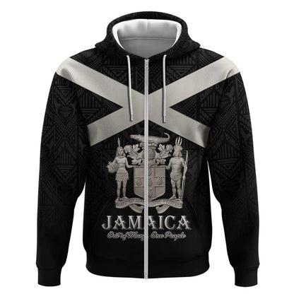 Personalized Jamaica Zip Hoodie Out of Many One People Silver Color - African Pride