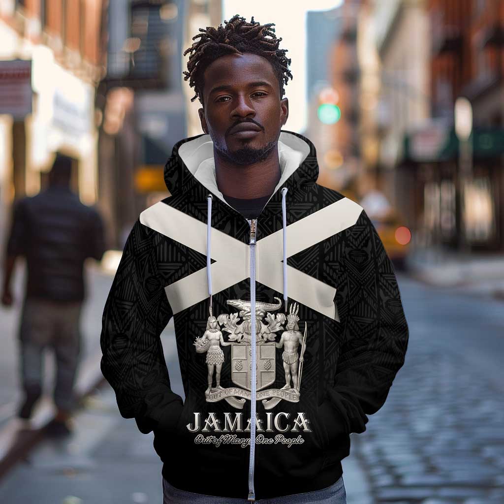 Personalized Jamaica Zip Hoodie Out of Many One People Silver Color - African Pride