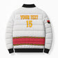 Custom Angola Football Bomber Puffer Jacket Avante Palancas Negras - White