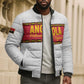 Custom Angola Football Bomber Puffer Jacket Avante Palancas Negras - White