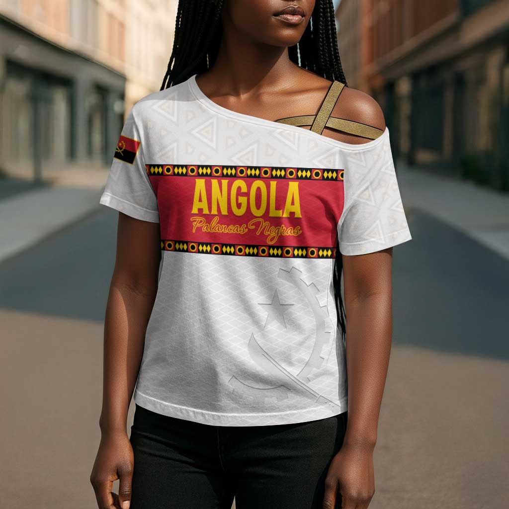 Custom Angola Football Cross Shoulder Shirt Avante Palancas Negras - White
