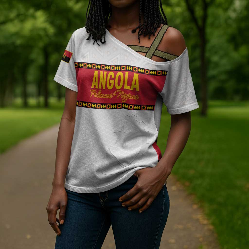 Custom Angola Football Cross Shoulder Shirt Avante Palancas Negras - White