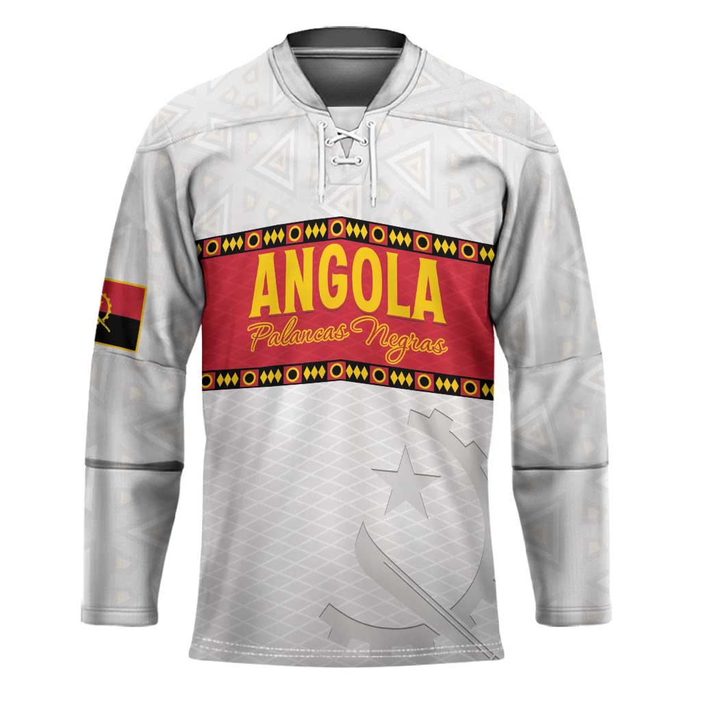 Custom Angola Football Hockey Jersey Avante Palancas Negras - White