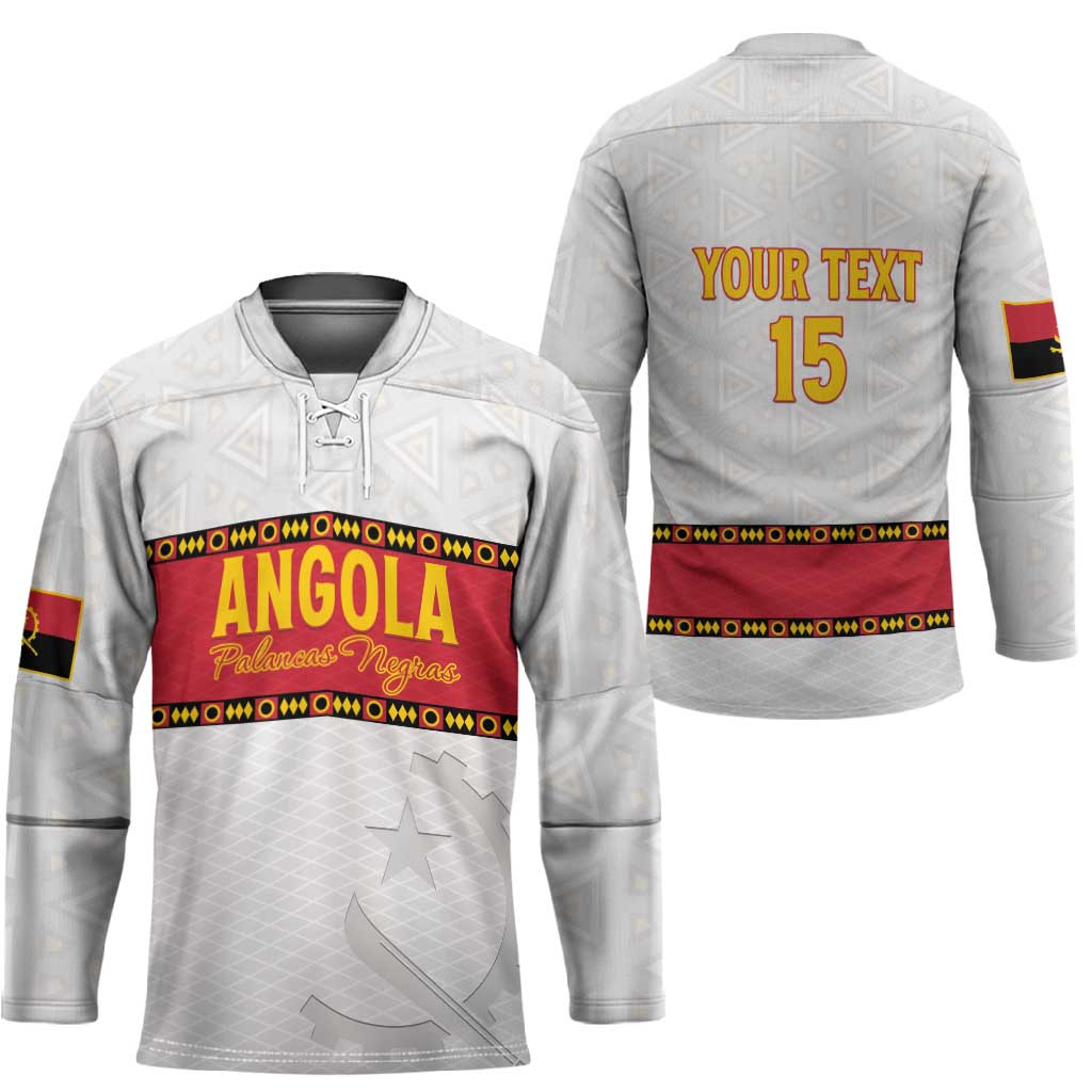 Custom Angola Football Hockey Jersey Avante Palancas Negras - White