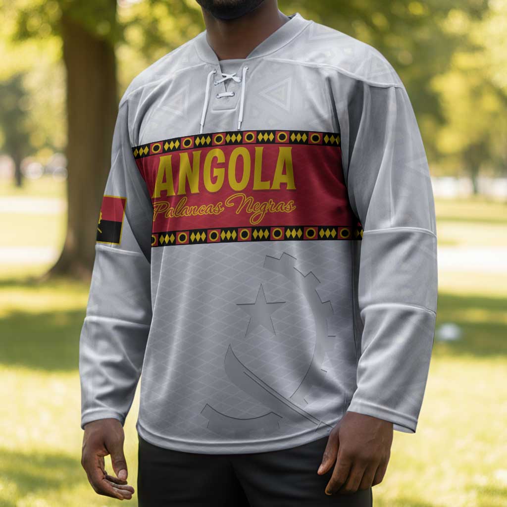 Custom Angola Football Hockey Jersey Avante Palancas Negras - White