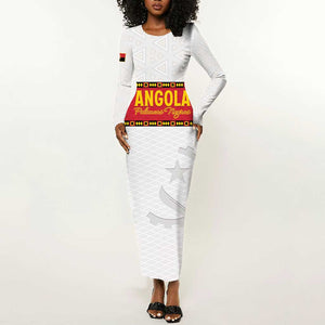 Afro Angola Football Custom Long Sleeve Bodycon Dress Go Palancas Negras - African Pride