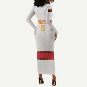 Afro Angola Football Custom Long Sleeve Bodycon Dress Go Palancas Negras - African Pride