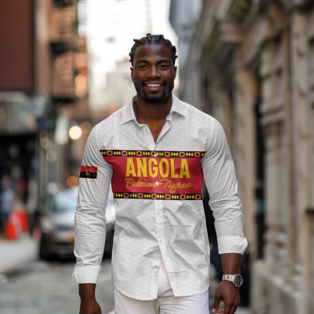 Afro Angola Football Custom Long Sleeve Button Shirt Go Palancas Negras - African Pride