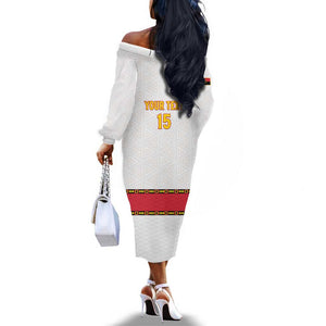 Afro Angola Football Custom Off The Shoulder Long Sleeve Dress Go Palancas Negras - African Pride