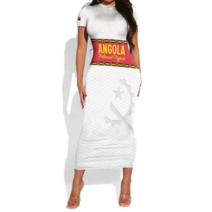 Afro Angola Football Custom Short Sleeve Bodycon Dress Go Palancas Negras - African Pride