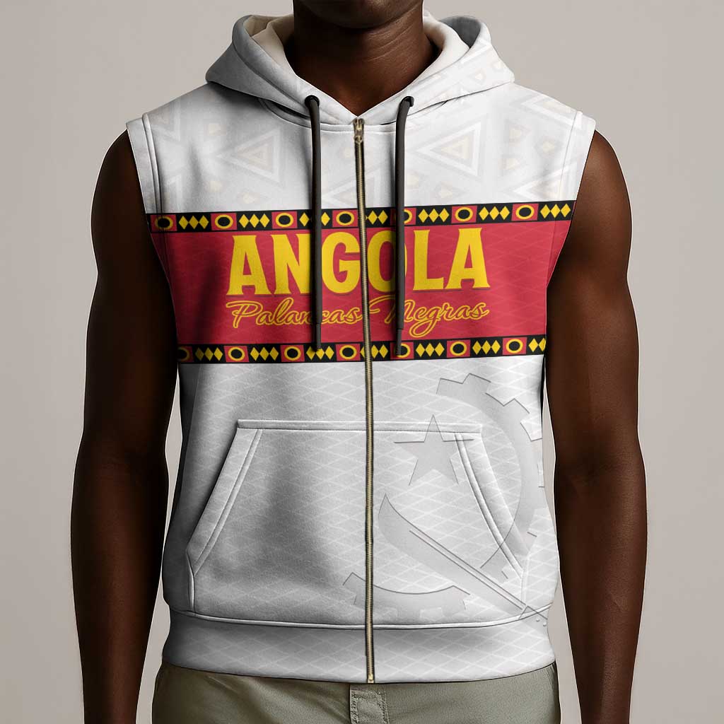 Afro Angola Football Custom Sleeveless Zip Hoodie Go Palancas Negras - African Pride