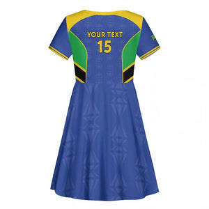 Afro Tanzania Football Custom Kid Short Sleeve Dress Go Taifa Stars Go - African Pride