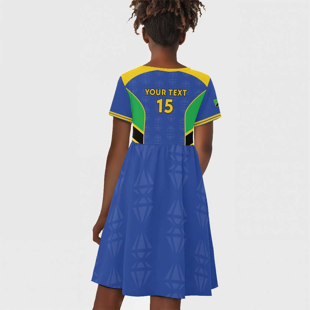 Afro Tanzania Football Custom Kid Short Sleeve Dress Go Taifa Stars Go - African Pride