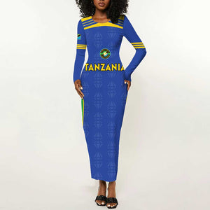 Afro Tanzania Football Custom Long Sleeve Bodycon Dress Go Taifa Stars Go - African Pride
