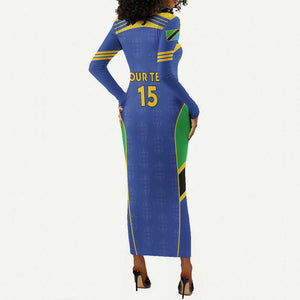 Afro Tanzania Football Custom Long Sleeve Bodycon Dress Go Taifa Stars Go - African Pride