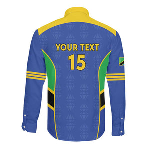 Afro Tanzania Football Custom Long Sleeve Button Shirt Go Taifa Stars Go - African Pride
