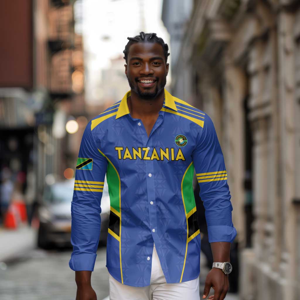 Afro Tanzania Football Custom Long Sleeve Button Shirt Go Taifa Stars Go - African Pride