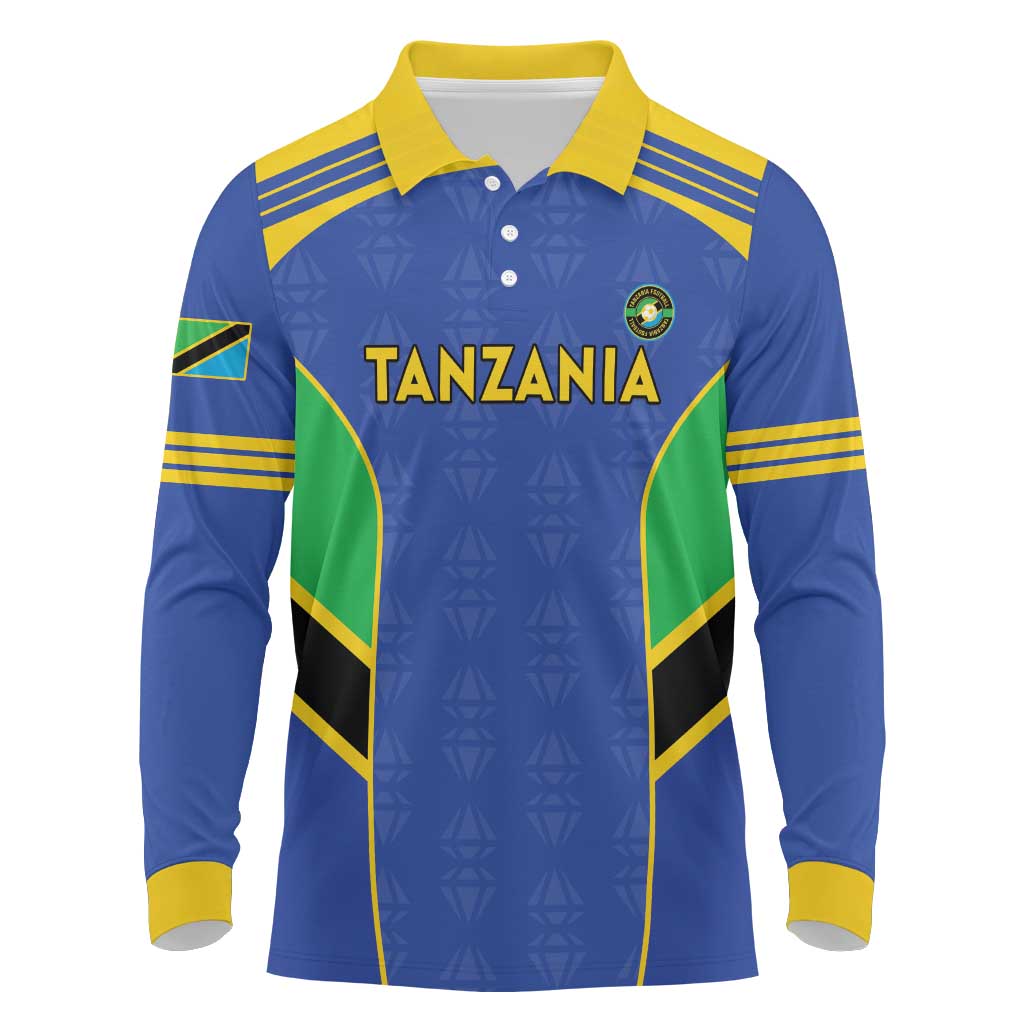 Afro Tanzania Football Custom Long Sleeve Polo Shirt Go Taifa Stars Go - African Pride