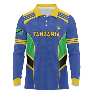 Afro Tanzania Football Custom Long Sleeve Polo Shirt Go Taifa Stars Go - African Pride