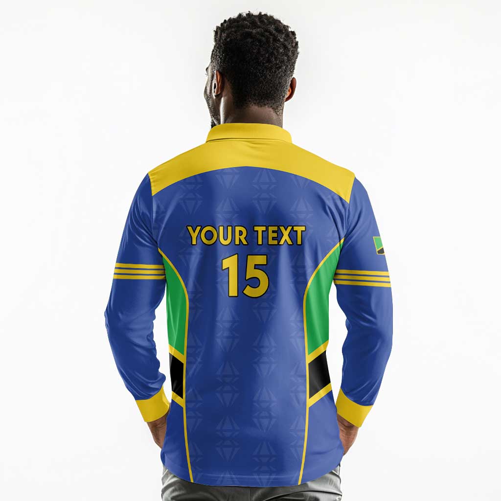 Afro Tanzania Football Custom Long Sleeve Polo Shirt Go Taifa Stars Go - African Pride